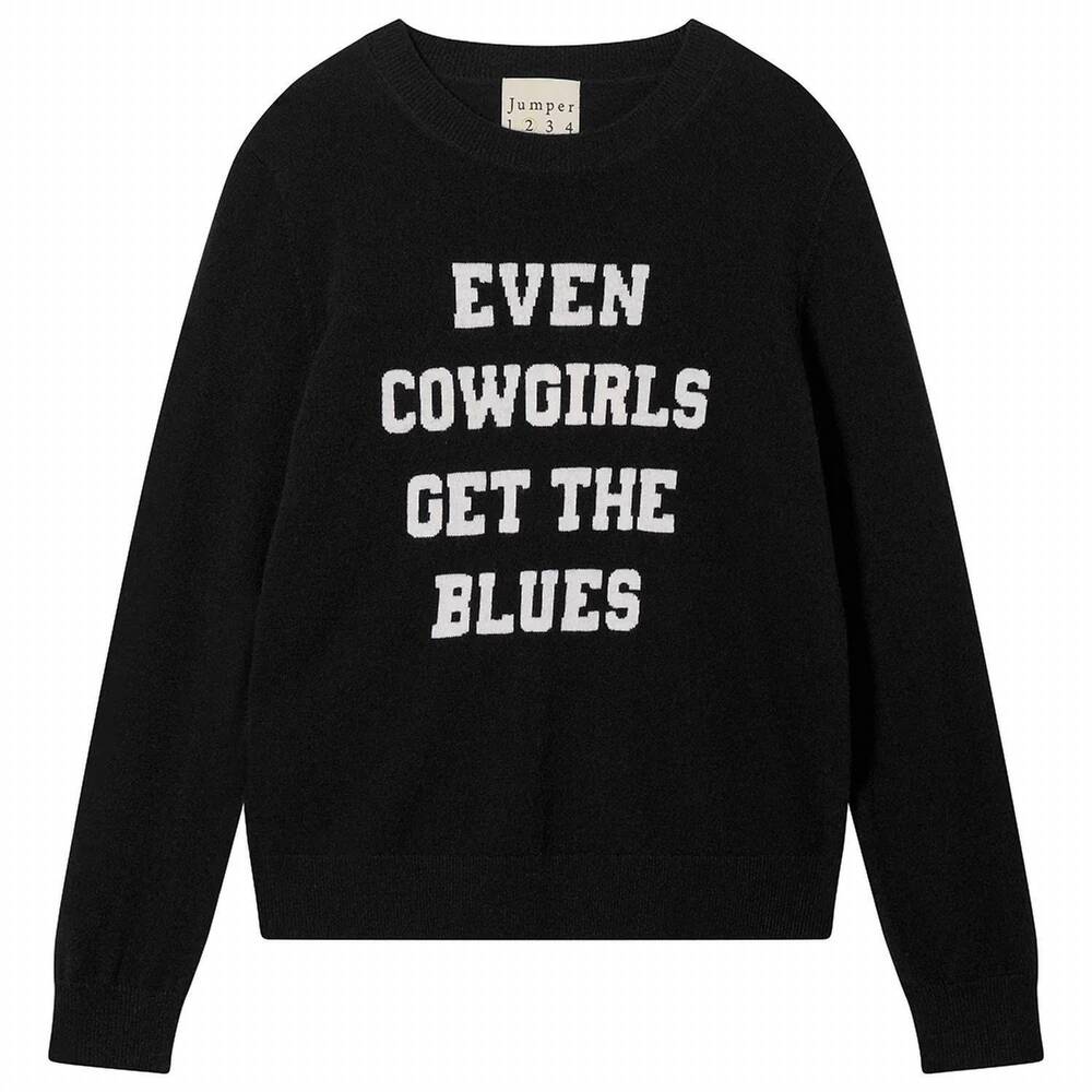 NEW JUMPER1234 women's even cowgirls crewneck sweater in black